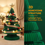 Jingle Jollys Paper Christmas Tree 62CM w/ Star Topper LEDs Xmas Decorations Kit Home Office Green - Low Angle