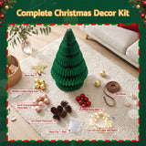 Jingle Jollys Paper Christmas Tree 62CM w/ Star Topper LEDs Xmas Decorations Kit Home Office Green - Extra Image