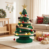 Jingle Jollys Paper Christmas Tree 62CM w/ Star Topper LEDs Xmas Decorations Kit Home Office Green - Extra Image