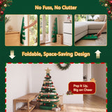 Jingle Jollys Paper Christmas Tree 87CM w/ Star Topper LEDs Xmas Decorations Kit Home Office Green - Rear View