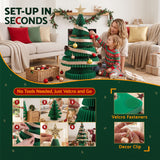 Jingle Jollys Paper Christmas Tree 87CM w/ Star Topper LEDs Xmas Decorations Kit Home Office Green - Low Angle