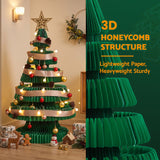 Jingle Jollys Paper Christmas Tree 87CM w/ Star Topper LEDs Xmas Decorations Kit Home Office Green - Extra Image