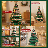 Jingle Jollys Paper Christmas Tree 87CM w/ Star Topper LEDs Xmas Decorations Kit Home Office Green - Extra Image