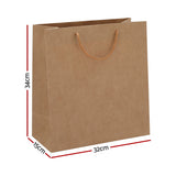 100-Piece Reusable Kraft Paper Gift and Shopping Bags - Durable Brown Packing Solution - Front View