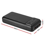 High-Capacity 20000mAh Portable Power Bank with PD22.5W Fast Charging for All Devices - Black - Front View