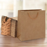 50pcs Bulk Kraft Paper Bags Pack Brown Shopping Retail Gift Bags Reusable Brown - 45-Degree Angle