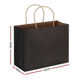 50pcs Bulk Paper Bags Pack Shopping Retail Gift Bags Reusable Soft Handle Black - Front View