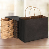 50pcs Bulk Paper Bags Pack Shopping Retail Gift Bags Reusable Soft Handle Black - 45-Degree Angle