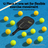 Everfit 12PC Pickleballs Set 40-Hole Design Indoor Outdoor Durable PE Balls Green/Yellow - Top-Down View