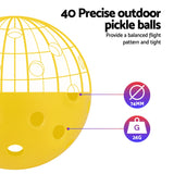 Everfit 12PC Pickleballs Set 40-Hole Design Indoor Outdoor Durable PE Balls Green/Yellow - 45-Degree Angle
