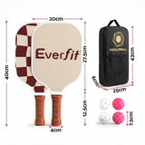 Everfit Pickleball Paddle Set Fibreglass Racquet Honeycomb Core With Bag Brown - Front View
