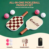Everfit Pickleball Paddle Set Fibreglass Racquet Honeycomb Core With Bag Brown - Top-Down View