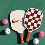 Everfit Pickleball Paddle Set Fibreglass Racquet Honeycomb Core With Bag Brown - Close-Up Angle
