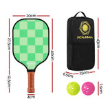Everfit Pickleball Paddle Set Fiberglass with Balls Bag Tournament Kit 2PCS Pickle Balls Rackets - Front View