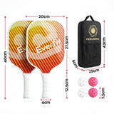 Everfit Pickleball Paddle Set Fibreglass Racquet Honeycomb Core With Bag Orange - Front View