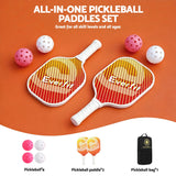 Everfit Pickleball Paddle Set Fibreglass Racquet Honeycomb Core With Bag Orange - Top-Down View