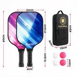 Everfit Pickleball Paddle Set Fibreglass Racquet Honeycomb Core With Bag - Front View