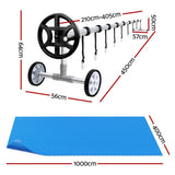 Aquabuddy Pool Cover 500 Micron 10x4m Blue Swimming Pool Solar Blanket 4m Roller - Front View