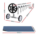 Aqua Buddy Pool Cover 600 Micron 10x4m w/ Roller 4m Swimming Pools Black Solar Blanket - Front View