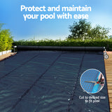 Aqua Buddy Pool Cover 600 Micron 10x4m w/ Roller 4m Swimming Pools Black Solar Blanket - Top-Down View