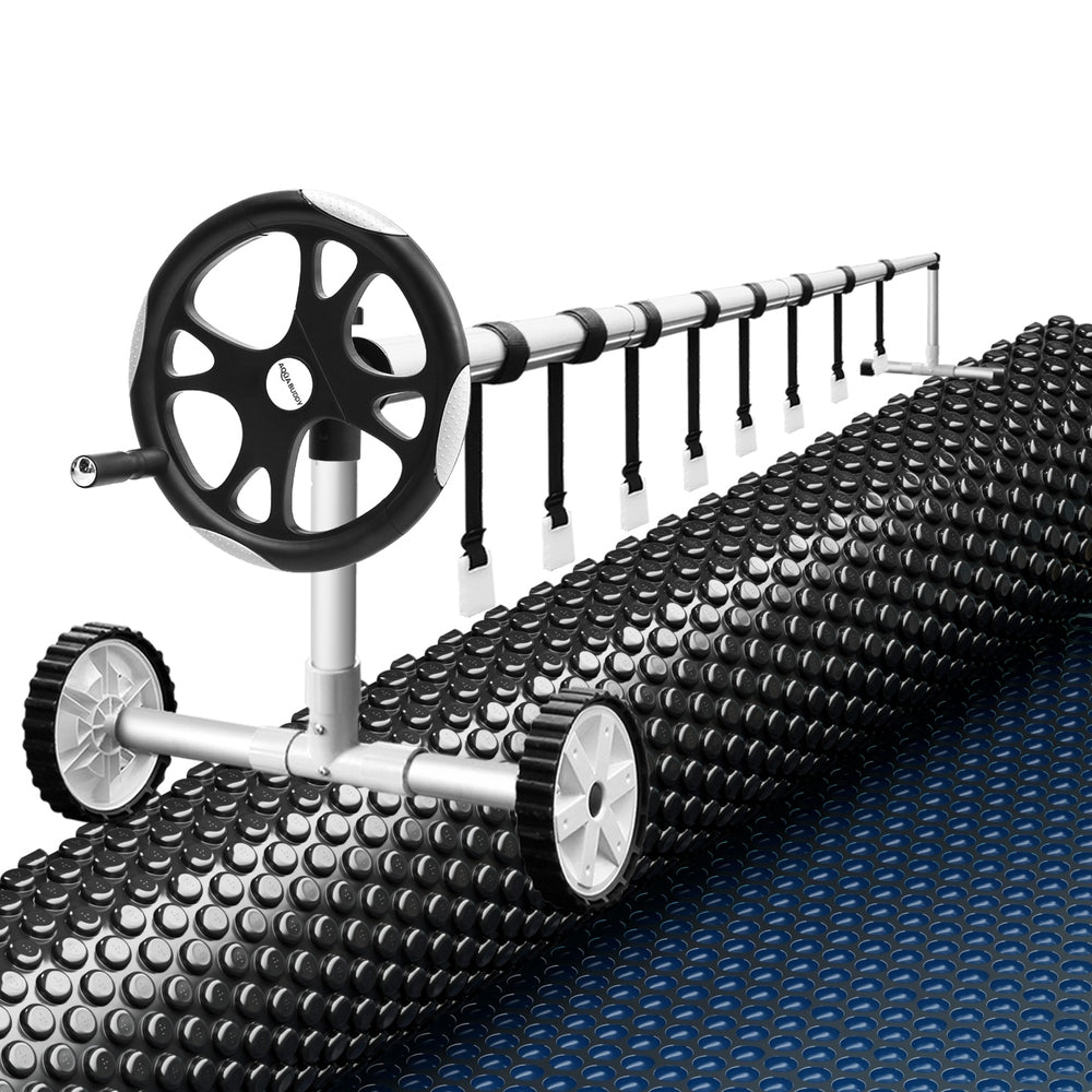 Aqua Buddy Pool Cover 600 Micron 10x4m w/ Roller 5.55m Swimming Pools Black Solar Blanket