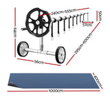 Aqua Buddy Pool Cover 600 Micron 10x4m w/ Roller 5.55m Swimming Pools Black Solar Blanket - Front View