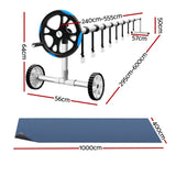 Aqua Buddy Pool Cover 600 Micron 10x4m w/ Roller 5.55m Black Solar Blanket - Front View