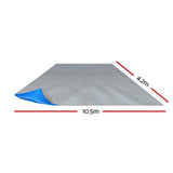 Aquabuddy Pool Cover 500 Micron 10.5x4.2m Swimming Pool Solar Blanket Blue Silver - Front View