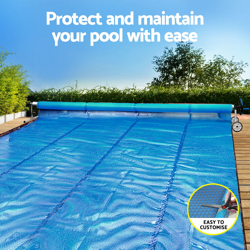 Aqua Buddy Pool Cover 600 Micron Solar Heat Blanket 10.5x4.2m w/ 5.55m Roller Blue