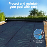 Aqua Buddy Pool Cover 600 Micron 11x4.8m w/ Roller 5.55m Swimming Pools Black Solar Blanket - Top-Down View