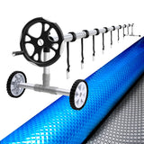 Aqua Buddy Pool Cover 11x6.2m 400 Micron Silver Swimming Pool Solar Blanket 6.55m Roller - Close-Up Angle
