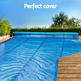 Aqua Buddy Pool Cover 11x6.2m 400 Micron Silver Swimming Pool Solar Blanket 6.55m Roller - Top-Down View
