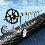 Aqua Buddy Pool Cover 600 Micron 12x6.4m w/ Roller 6.55m Swimming Pools Black Solar Blanket - Close-Up Angle