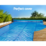 Aquabuddy Pool Cover 6.5x3m 400 Micron Silver Swimming Pool Solar Blanket 5.5m Roller - Top-Down View