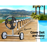 Aquabuddy Pool Cover 6.5x3m 400 Micron Silver Swimming Pool Solar Blanket 5.5m Roller - Rear View