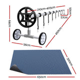 Aqua Buddy Pool Cover 600 Micron 6.5x3m w/ Roller 4m Swimming Pools Black Solar Blanket - Front View