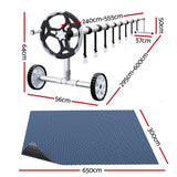 Aqua Buddy Pool Cover 600 Micron 6.5x3m w/ Roller 5.55m Swimming Pools Black Solar Blanket