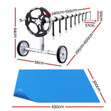 Aqua Buddy Pool Cover 600 Micron 6.5x3m w/ Roller 5.55m Swimming Pools Solar Blanket - Front View