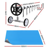 Aquabuddy Pool Cover 500 Micron 6.5x3m Silver Swimming Pool Solar Blanket 4m Roller - Front View
