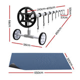 Aqua Buddy Pool Cover 500 Micron 6.5x3m w/ Roller 4m Swimming Pools Black Solar Blanket - Front View