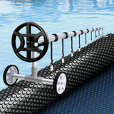 Aqua Buddy Pool Cover 500 Micron 6.5x3m w/ Roller 4m Swimming Pools Black Solar Blanket - Close-Up Angle