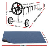 Aqua Buddy Pool Cover 500 Micron 6.5x3m w/ Roller 5.55m Swimming Pools Black Solar Blanket