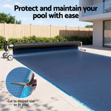 Aqua Buddy Pool Cover 500 Micron 6.5x3m w/ Roller 5.55m Swimming Pools Black Solar Blanket - Top-Down View