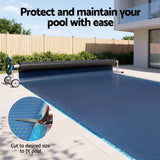 Aqua Buddy Pool Cover 500 Micron 6.5x3m w/ Blue Roller 5.55m Swimming Pools Black Solar Blanket - Top-Down View