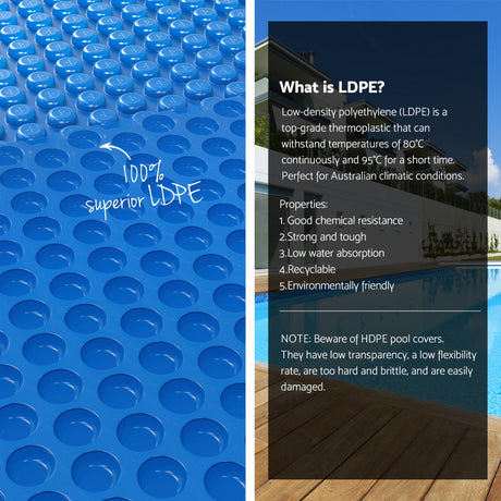 Aqua Buddy 600 micron blue solar pool cover 7x4m with aluminium roller, image 6