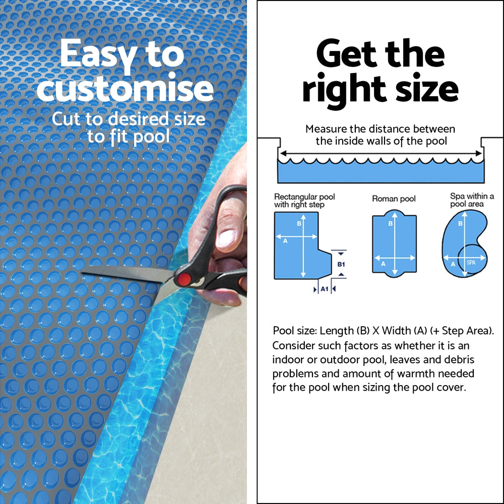 Aqua Buddy Pool Cover 600 Micron 7x4m Swimming Pool Solar Blanket Blue Black