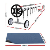 Aqua Buddy Pool Cover 600 Micron 7x4m w/ Roller 4m Swimming Pools Black Solar Blanket - Front View