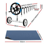 Aqua Buddy Pool Cover 7x4m 600 Micron w/ Roller 5.55m Black Solar Blanket - Front View