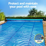 Aqua Buddy Pool Cover 600 Micron 7x4m w/ Roller 4m Swimming Pools Sliver Solar Blanket - Top-Down View