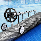 Aqua Buddy Pool Cover 600 Micron 7x4m w/ Roller 4m Swimming Pools Sliver Solar Blanket - Close-Up Angle
